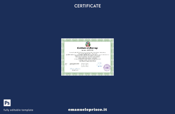 certificato di matrimonio della Repubblica Dominicana in stile verificato modell